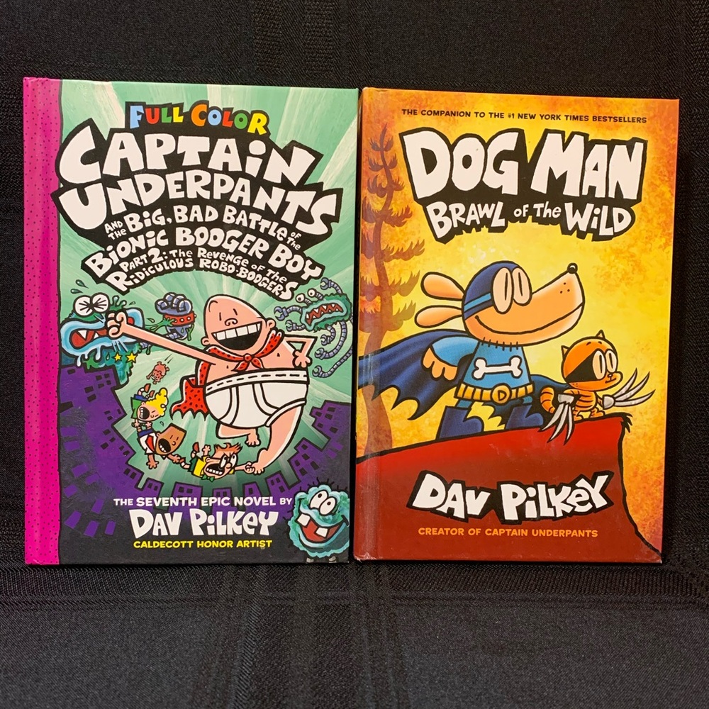 2 Dav Pilkey book bundle - Captain Underpants & Dog Man